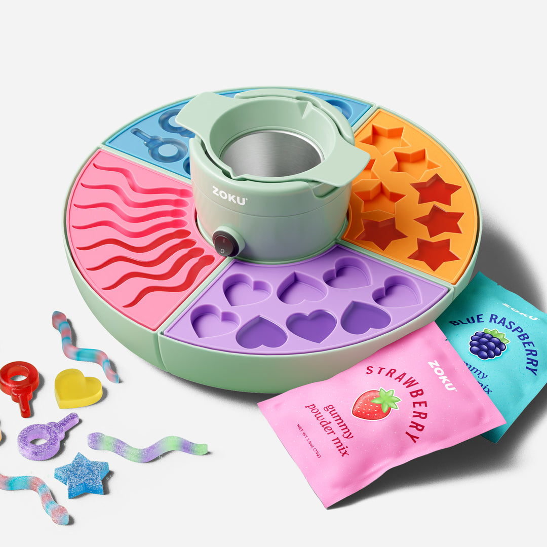 Ice pop mold set filled with fruit