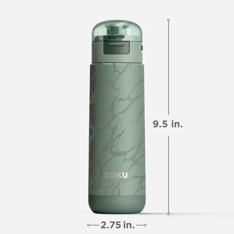 18oz Stainless Steel Sports Bottle - Green Marble