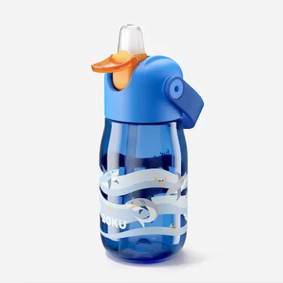 Kids Flip Straw Bottle - Blue Shark