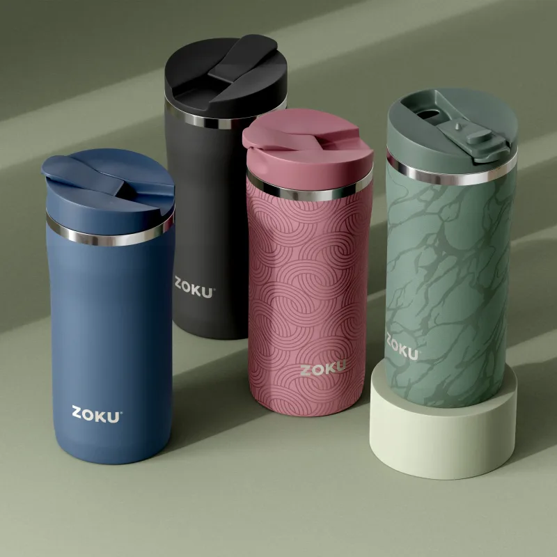 12oz Stainless Steel Travel Mug - Blue Wavy