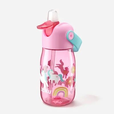 Kids Flip Straw Bottle - Pink Unicorn