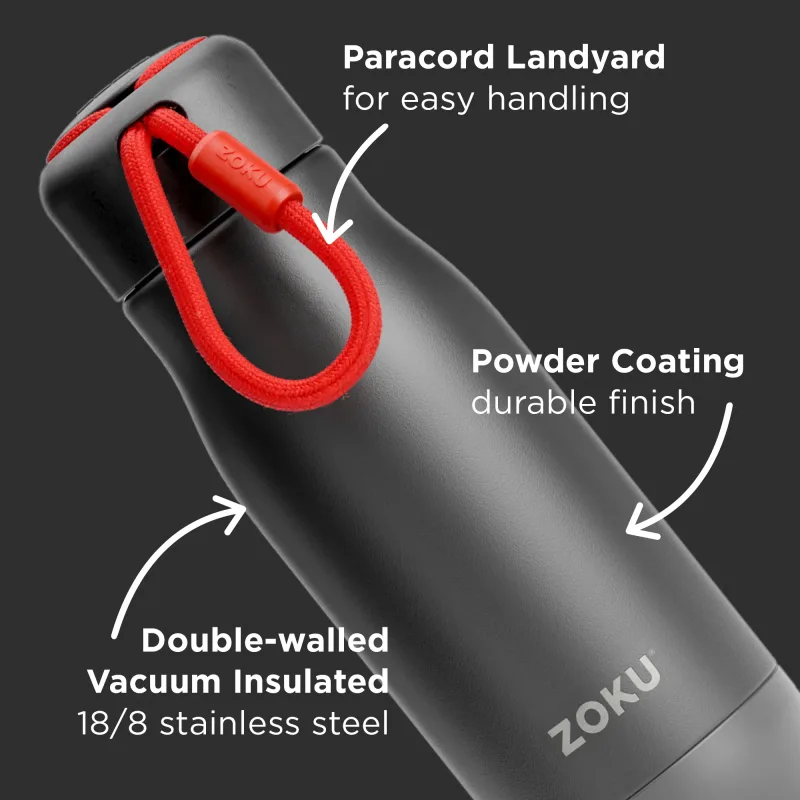 12oz Stainless Steel Bottle - Black