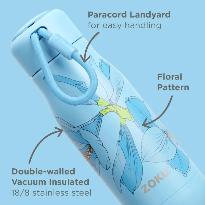 12oz Stainless Steel Bottle - Sky Lily