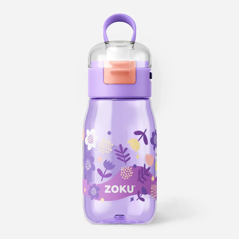 Kids Flip Gulp Bottle - Purple Flowers